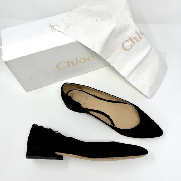 Chloe Block Heels Ballet Flats Ballerinas - Picture 1 of 16